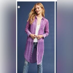 Anthropologie/Akemi + Kin Purple Longline Button-Up Shirt/Dress